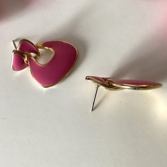 Pink Vintage Costume Jewelry 1 Necklace + 3 Earrings Clip-On's And Pierced - Picture 5 of 7